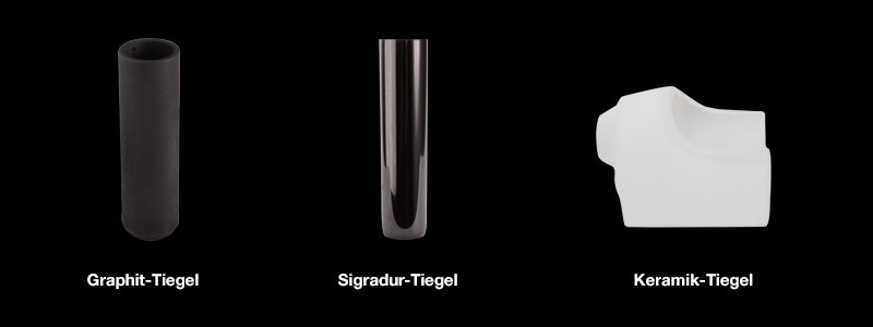 Gusstiegel für Legierungen in verschiedenen Qualitäten